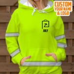 5 Hi Vis Hoodie Quote Green Custom Name And Logo Reflective Safety Workwear
