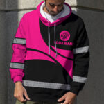 5 Hi Vis Hoodie Reflective Black And Pink Custom Name, Company And Logo Safety Workwear