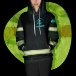 5 Hi Vis Hoodie Reflective Black Pattern Skull Safety Workwear 025