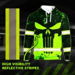 5 Hi Vis Hoodie Reflective Blue Neon Skull USA Flag Custom Name