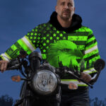 5 Hi Vis Hoodie Reflective Custom Name Eagle US Flag America City Patriotic