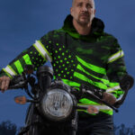 5 Hi Vis Hoodie Reflective Custom Name US Flag Wave Safety Workwear