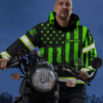 5 Hi Vis Hoodie Reflective Flag USA Custom Name Safety Workwear For Men