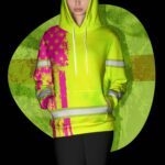 5 Hi Vis Hoodie Reflective Green Neon Flag USA Custom Name Safety Workwear