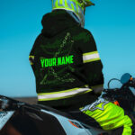 5 Hi Vis Hoodie Reflective Green Neon Skull With Chain Custom Name Safety