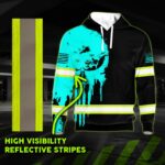 5 Hi Vis Hoodie Reflective Mint Neon Skull US Flag Custom Name