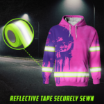 5 Hi Vis Hoodie Reflective Pink Pattern Skull Custom Name Safety Workwear