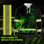 5 Hi Vis Hoodie Reflective Skull Green Neon Custom Name Safety
