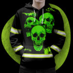 5 Hi Vis Hoodie Reflective Skull Green Neon US Flag Custom Name