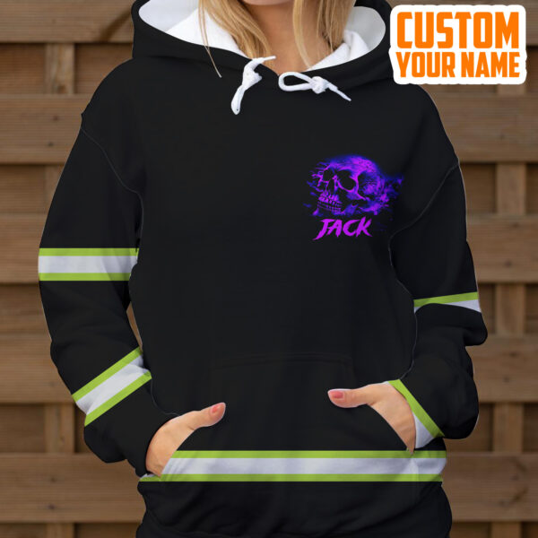 5 Hi Vis Hoodie Reflective Skull I don't know I Just Work Here Violet Neon 010