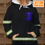 5 Hi Vis Hoodie Reflective Skull I'm Never Alone Blue Neon Custom Name