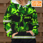 5 Hi Vis Hoodie Reflective Skull My Scars Tell Story Camo Green Neon Custom Name 020