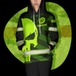 5 Hi Vis Hoodie Reflective Skull Pattern Flag USA Custom Name And LogoSafety Workwear