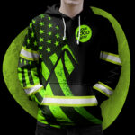 5 Hi Vis Hoodie Reflective Tapes Green Neon US Flag Custom Name Logo