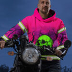 5 Hi Vis Hoodie Reflective Tapes Pink Forest Green Skull With Chain Safety