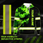 5 Hi Vis Hoodie Reflective Tapes Skull Camo Neon US Flag Custom Name