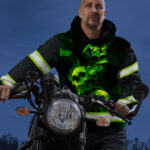 5 Hi Vis Shirt Reflective Tapes Green Skull Custom Name Safety Workwear