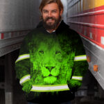 5 High Visibility Hoodie for Men Custom Name Lion Green Reflective Hoodies