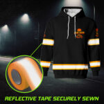 6 Hi Vis Black Hoodie Skull Custom Name Reflective Safety Workwear