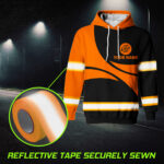 6 Hi Vis Hoodie Black And Orange Custom Name, Logo, Company Reflective Safety Workwear