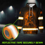 6 Hi Vis Hoodie Black Custom Name, Pattern Skull Reflective Safety Workwear