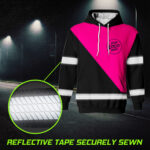 6 Hi Vis Hoodie Black &amp; Pink Custom Name, Logo Reflective Safety Workwear
