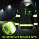 6 Hi Vis Hoodie Black Reflective Pattern Skull Custom Name Safety Workwear 036