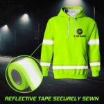 6 Hi Vis Hoodie Green Custom Name, Logo And Company Reflective Safety Workwear