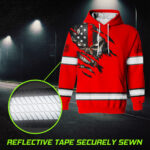 6 Hi Vis Hoodie Orange Skull Scratch Custom Name Reflective Safety Workwear