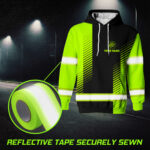 6 Hi Vis Hoodie Reflective Black And Green Custom Name, Logo &amp; Company Safety Workwear