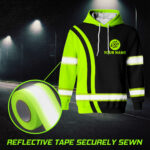 6 Hi Vis Hoodie Reflective Green &amp; Black Custom Name, Company And Logo Safety Workwear