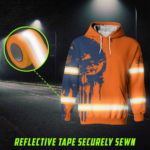 6 Hi Vis Hoodie Reflective Orange Pattern Skull Custom Name Safety Workwear