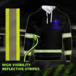 6 Hi Vis Hoodie Reflective Skull I'm Never Alone Blue Neon Custom Name
