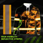 6 Hi Vis Hoodie Reflective Skull US Flag Camo Orange Neon Custom Name