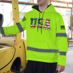 6 High Visibility Hoodie, Waterproof Reflective Hi Vis safety Hoodie