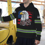 6 High Visibility Hoodie, Waterproof Reflective Hi Vis safety Hoodie