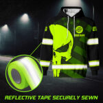 7 Hi Vis Hoodie Reflective Skull Pattern Flag USA Custom Name And LogoSafety Workwear