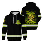 Hi Vis Black Hoodie Reflective Pattern Skull Don't Try To Figure Me Out Custom Name Safety Workwear