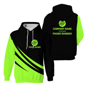 High Visibility Hoodie Balck And Green Custom Company Reflective Safety Workwear