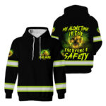 Hi Vis Hoodie Black Reflective Pattern Skull - My Alone Time Is For Everyone's Safety 1