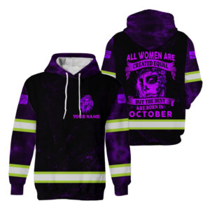 Hi Vis Hoodie Black Reflective Pattern Vilolet Skull Custom Name For Workers, Runners, Truckers, Skull Lovers