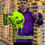 Hi-Vis-Hoodie-Reflective-Black-Pattern-Skull-Custom-Name-Safety-Workwear-For-Workers,-Runners,-Truckers,-Skull-Lovers-6