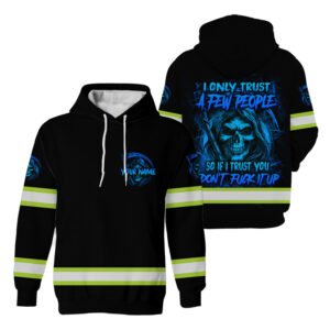 Hi Vis Hoodie Reflective Black Pattern Skull I Only Trust A Few People Safety Workwear