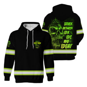 Hi Vis Hoodie Reflective Black Pattern Skull Stuck Between Safety Workwear For Workers, Runners, Truckers, Skull Lovers