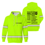 Hi Vis Hoodie Reflective Green Neon Custom Name Excavator Operator Hourly Rate