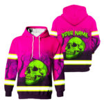 Hi Vis Hoodie Reflective Tapes Pink Forest Green Skull With Chain Safety 1