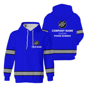 High Visibility Hoodie Violet Custom Name, Logo And Company Reflective Safety Workwear