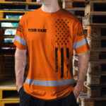 Hi-Vis-Shirt-Reflective-Orange-Neon-Strong-Skull-US-Flag-Custom-Name-5