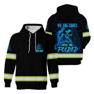 High Visibility Hoodie Black Reflective No One Cares What You Folded Custom Name Safety Workwear