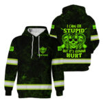 High Visibility Hoodie Black Reflective Pattern Skull I Can Fix Stupid But It's Gonna Hurt Custom Name